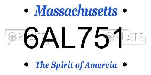 6AL751 Massachusetts License Plate