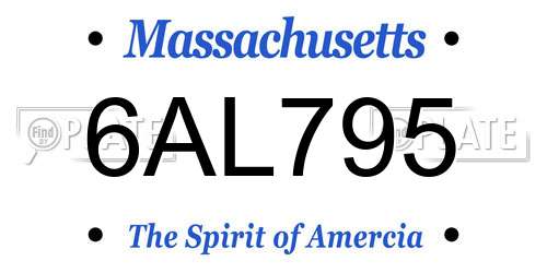 6AL795 Massachusetts License Plate