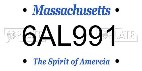 6AL991 Massachusetts License Plate
