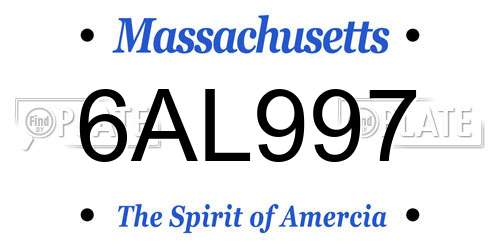 6AL997 Massachusetts License Plate
