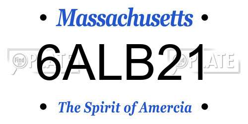 6ALB21 Massachusetts License Plate