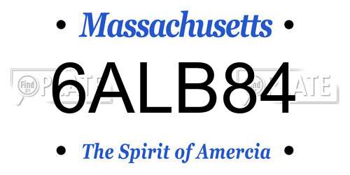 6ALB84 Massachusetts License Plate