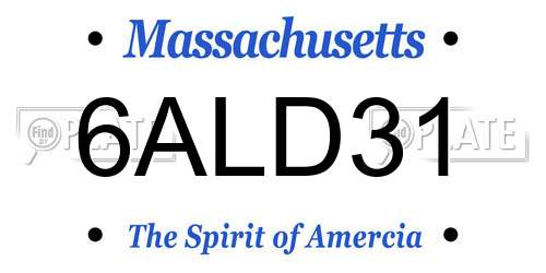 6ALD31 Massachusetts License Plate