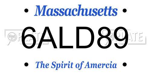 6ALD89 Massachusetts License Plate