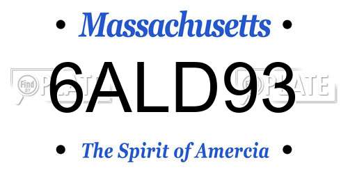 6ALD93 Massachusetts License Plate