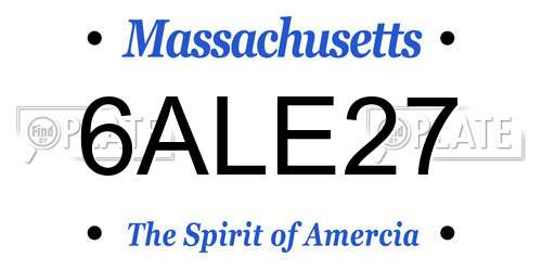 6ALE27 Massachusetts License Plate