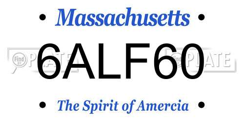 6ALF60 Massachusetts License Plate