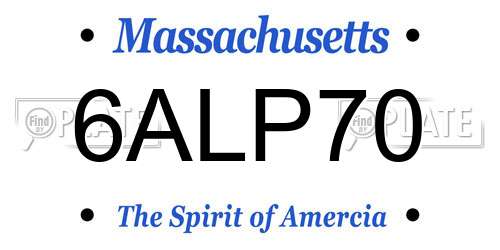 6ALP70 Massachusetts License Plate