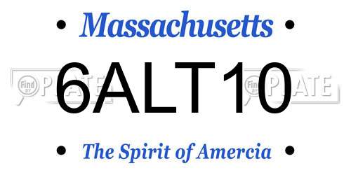6ALT10 Massachusetts License Plate