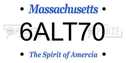 6ALT70 Massachusetts License Plate
