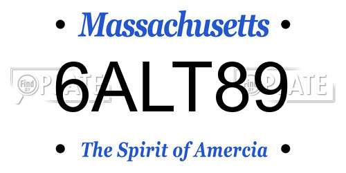 6ALT89 Massachusetts License Plate