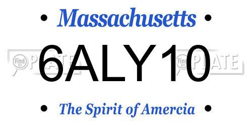 6ALY10 Massachusetts License Plate