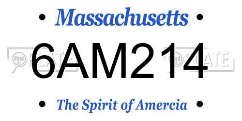 6AM214 Massachusetts License Plate