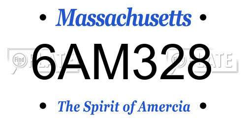 6AM328 Massachusetts License Plate
