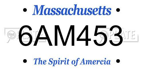 6AM453 Massachusetts License Plate