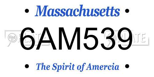 6AM539 Massachusetts License Plate