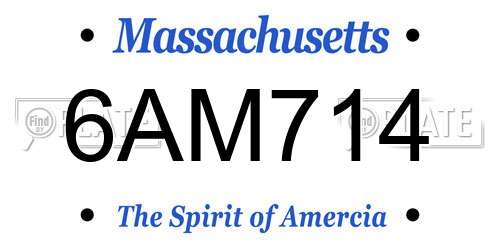 6AM714 Massachusetts License Plate