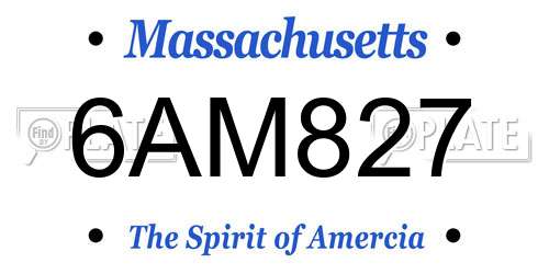 6AM827 Massachusetts License Plate