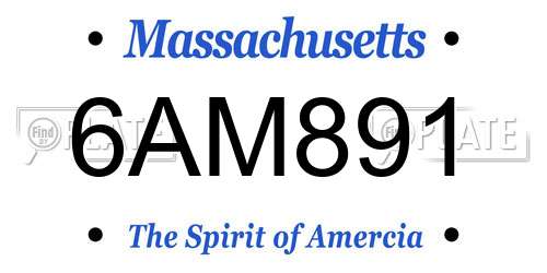 6AM891 Massachusetts License Plate