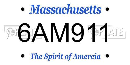 6AM911 Massachusetts License Plate