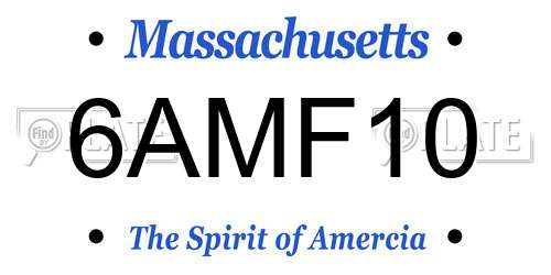 6AMF10 Massachusetts License Plate