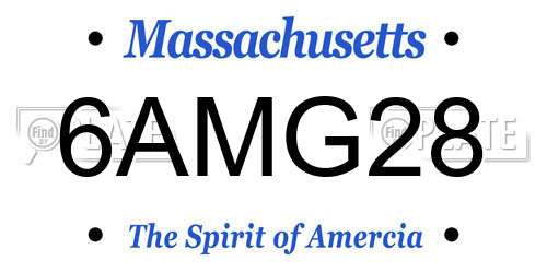 6AMG28 Massachusetts License Plate