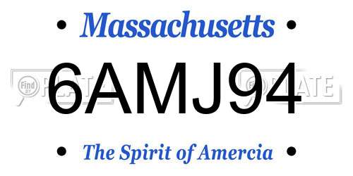 6AMJ94 Massachusetts License Plate