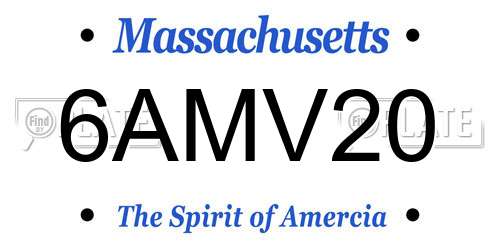 6AMV20 Massachusetts License Plate
