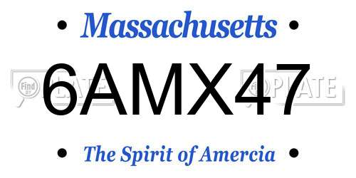 6AMX47 Massachusetts License Plate