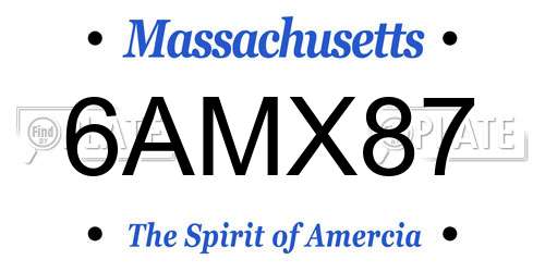 6AMX87 Massachusetts License Plate