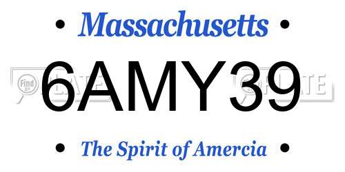 6AMY39 Massachusetts License Plate