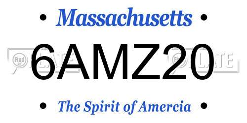 6AMZ20 Massachusetts License Plate