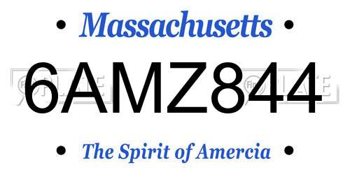 6AMZ844 Massachusetts License Plate