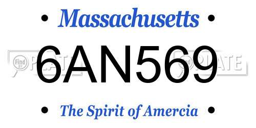 6AN569 Massachusetts License Plate