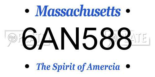 6AN588 Massachusetts License Plate