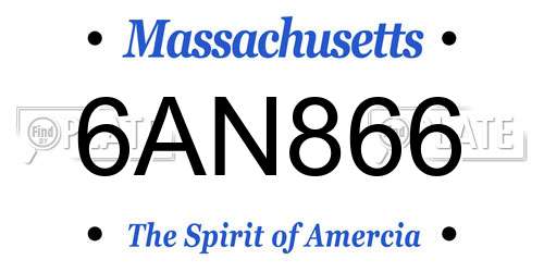 6AN866 Massachusetts License Plate