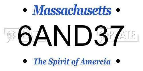 6AND37 Massachusetts License Plate