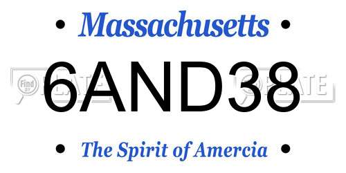 6AND38 Massachusetts License Plate
