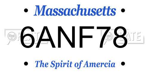 6ANF78 Massachusetts License Plate