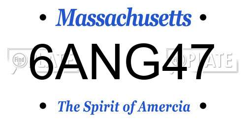 6ANG47 Massachusetts License Plate