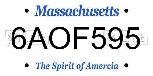 6AOF595 Massachusetts License Plate
