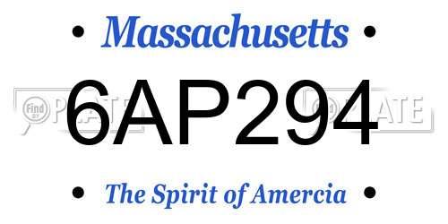 6AP294 Massachusetts License Plate