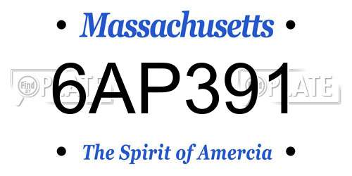 6AP391 Massachusetts License Plate