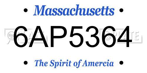 6AP5364 Massachusetts License Plate