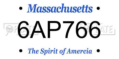 6AP766 Massachusetts License Plate