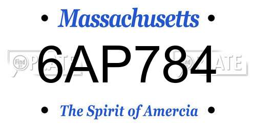 6AP784 Massachusetts License Plate