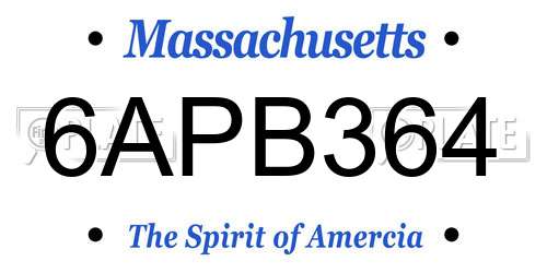 6APB364 Massachusetts License Plate