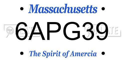 6APG39 Massachusetts License Plate