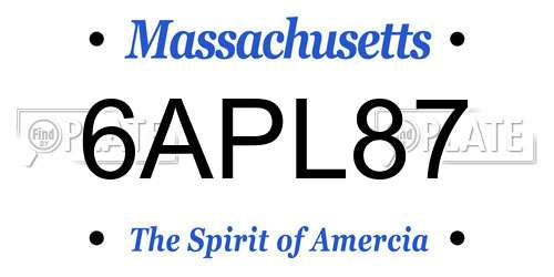 6APL87 Massachusetts License Plate
