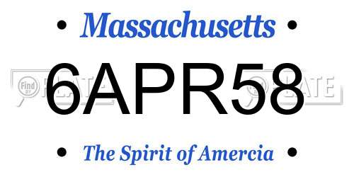 6APR58 Massachusetts License Plate
